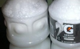 Pour prepared soap in plastic bottles